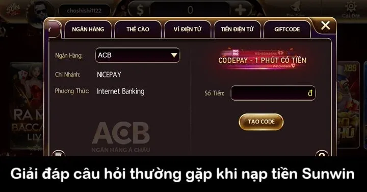 Câu hỏi thường gặp khi nạp tiền