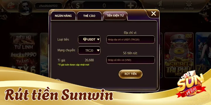 Rút tiền Sunwin - Hướng dẫn các phương thức nhanh gọn & an toàn