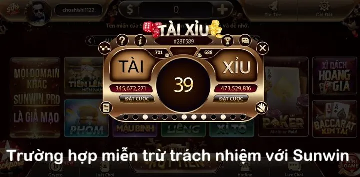 Trường hợp miễn trừ trách nhiệm đối với Sunwin